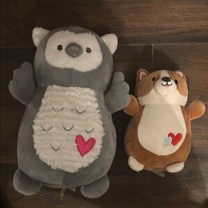 Squishmallows Owl & Corgi Dog Plush Toys